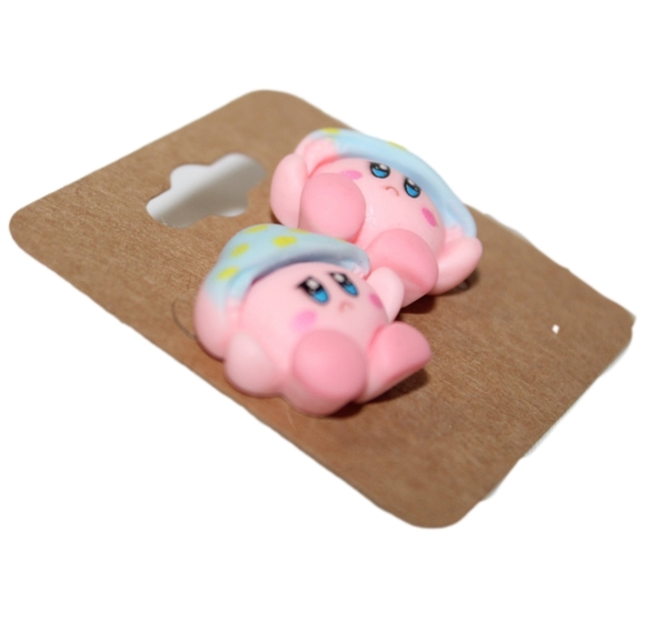 Kirby Inspired Mushroom Earrings - Picture 3 of 8